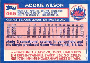 1984 Topps - Collector's Edition (Tiffany) #465 Mookie Wilson Back