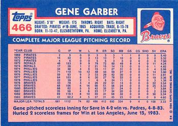 1984 Topps - Collector's Edition (Tiffany) #466 Gene Garber Back