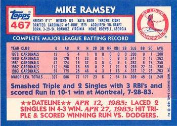 1984 Topps - Collector's Edition (Tiffany) #467 Mike Ramsey Back