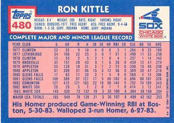 1984 Topps - Collector's Edition (Tiffany) #480 Ron Kittle Back