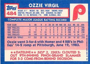 1984 Topps - Collector's Edition (Tiffany) #484 Ozzie Virgil Back