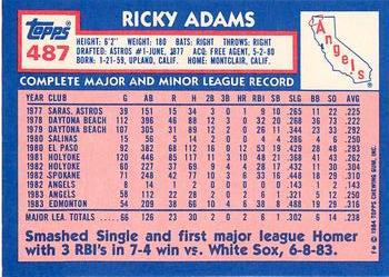 1984 Topps - Collector's Edition (Tiffany) #487 Ricky Adams Back