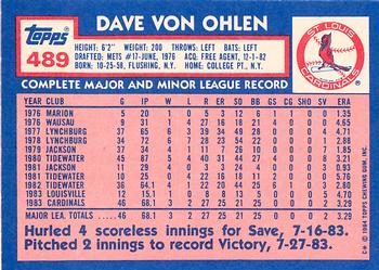 1984 Topps - Collector's Edition (Tiffany) #489 Dave Von Ohlen Back