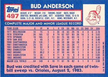 1984 Topps - Collector's Edition (Tiffany) #497 Bud Anderson Back