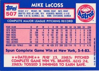 1984 Topps - Collector's Edition (Tiffany) #507 Mike LaCoss Back