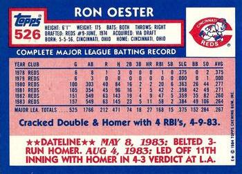 1984 Topps - Collector's Edition (Tiffany) #526 Ron Oester Back