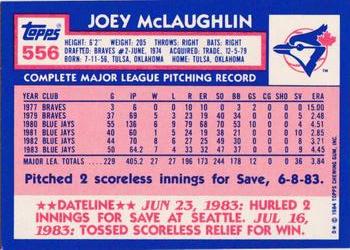 1984 Topps - Collector's Edition (Tiffany) #556 Joey McLaughlin Back