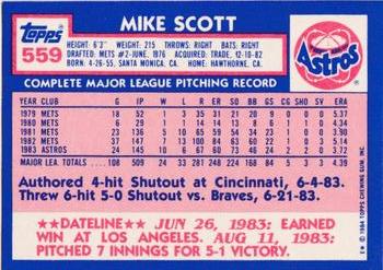 1984 Topps - Collector's Edition (Tiffany) #559 Mike Scott Back