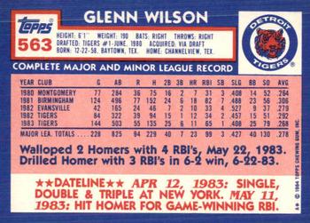 1984 Topps - Collector's Edition (Tiffany) #563 Glenn Wilson Back