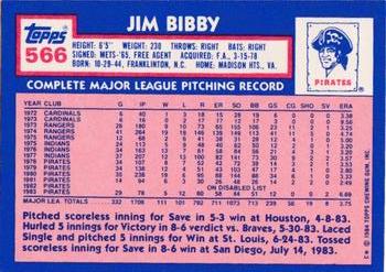 1984 Topps - Collector's Edition (Tiffany) #566 Jim Bibby Back