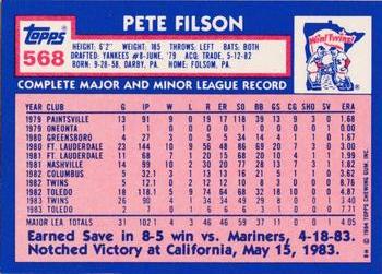 1984 Topps - Collector's Edition (Tiffany) #568 Pete Filson Back