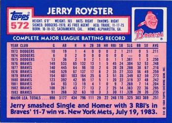 1984 Topps - Collector's Edition (Tiffany) #572 Jerry Royster Back