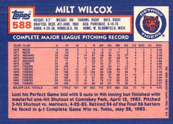1984 Topps - Collector's Edition (Tiffany) #588 Milt Wilcox Back