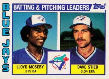 1984 Topps - Collector's Edition (Tiffany) #606 Blue Jays Leaders / Checklist (Lloyd Moseby / Dave Stieb) Front