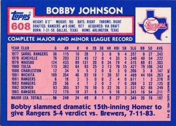1984 Topps - Collector's Edition (Tiffany) #608 Bobby Johnson Back