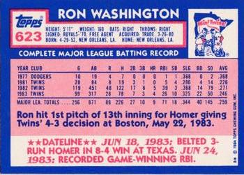 1984 Topps - Collector's Edition (Tiffany) #623 Ron Washington Back