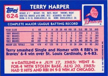 1984 Topps - Collector's Edition (Tiffany) #624 Terry Harper Back