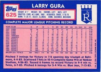 1984 Topps - Collector's Edition (Tiffany) #625 Larry Gura Back