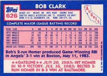 1984 Topps - Collector's Edition (Tiffany) #626 Bobby Clark Back