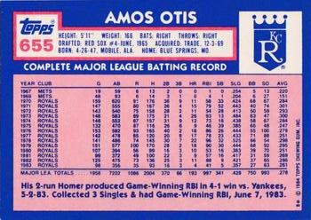 1984 Topps - Collector's Edition (Tiffany) #655 Amos Otis Back