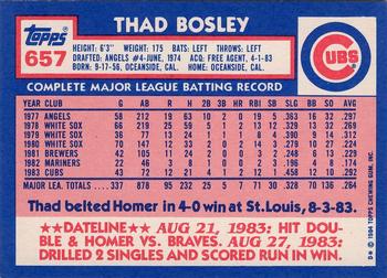 1984 Topps - Collector's Edition (Tiffany) #657 Thad Bosley Back