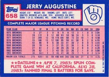 1984 Topps - Collector's Edition (Tiffany) #658 Jerry Augustine Back