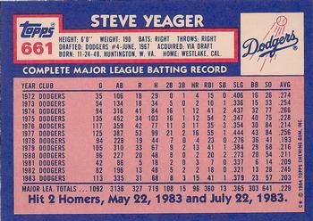 1984 Topps - Collector's Edition (Tiffany) #661 Steve Yeager Back