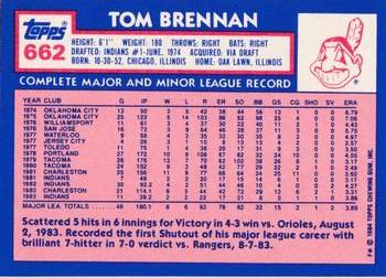1984 Topps - Collector's Edition (Tiffany) #662 Tom Brennan Back