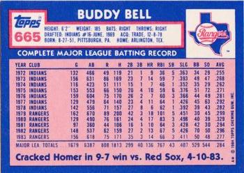 1984 Topps - Collector's Edition (Tiffany) #665 Buddy Bell Back