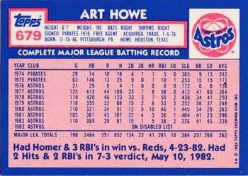 1984 Topps - Collector's Edition (Tiffany) #679 Art Howe Back