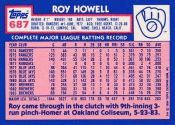 1984 Topps - Collector's Edition (Tiffany) #687 Roy Howell Back