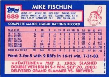 1984 Topps - Collector's Edition (Tiffany) #689 Mike Fischlin Back