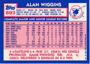 1984 Topps - Collector's Edition (Tiffany) #693 Alan Wiggins Back