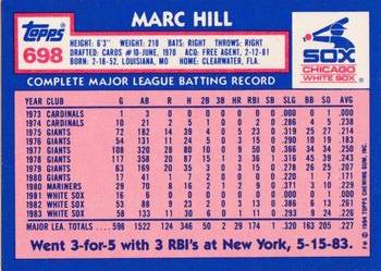 1984 Topps - Collector's Edition (Tiffany) #698 Marc Hill Back