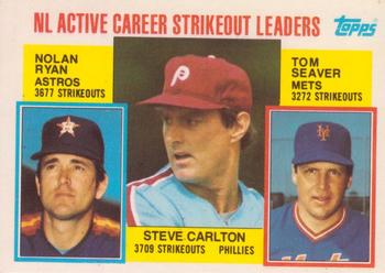1984 Topps - Collector's Edition (Tiffany) #707 NL Active Career Strikeout Leaders (Steve Carlton / Nolan Ryan / Tom Seaver) Front