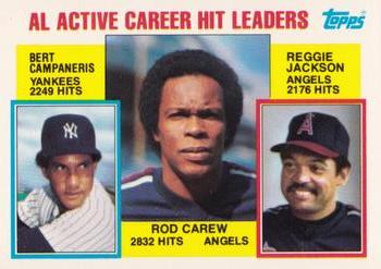 1984 Topps - Collector's Edition (Tiffany) #711 AL Active Career Hit Leaders (Rod Carew / Bert Campaneris / Reggie Jackson) Front