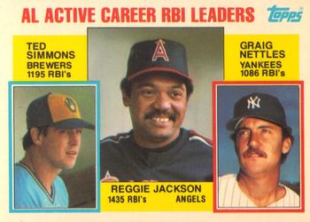 1984 Topps - Collector's Edition (Tiffany) #713 AL Active Career RBI Leaders (Reggie Jackson / Ted Simmons / Graig Nettles) Front
