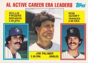 1984 Topps - Collector's Edition (Tiffany) #717 AL Active Career ERA Leaders (Jim Palmer / Rollie Fingers / Ron Guidry) Front