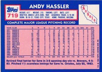 1984 Topps - Collector's Edition (Tiffany) #719 Andy Hassler Back