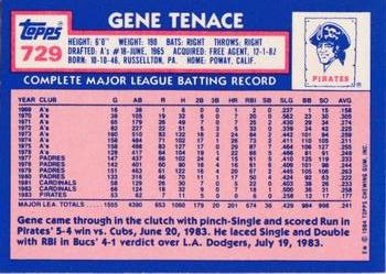 1984 Topps - Collector's Edition (Tiffany) #729 Gene Tenace Back