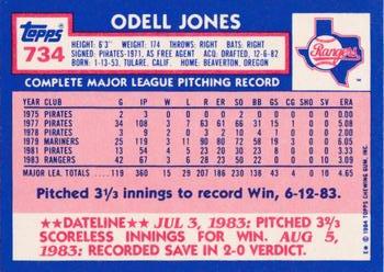 1984 Topps - Collector's Edition (Tiffany) #734 Odell Jones Back