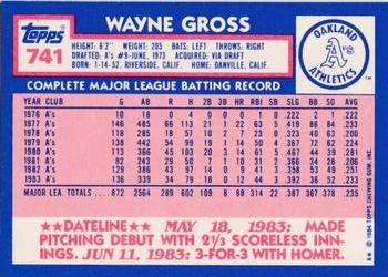 1984 Topps - Collector's Edition (Tiffany) #741 Wayne Gross Back