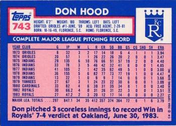 1984 Topps - Collector's Edition (Tiffany) #743 Don Hood Back