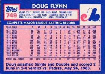 1984 Topps - Collector's Edition (Tiffany) #749 Doug Flynn Back