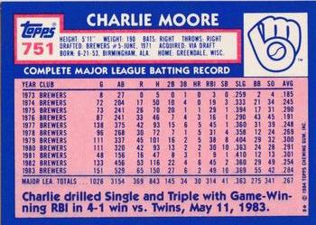 1984 Topps - Collector's Edition (Tiffany) #751 Charlie Moore Back