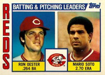 1984 Topps - Collector's Edition (Tiffany) #756 Reds Leaders / Checklist (Ron Oester / Mario Soto) Front