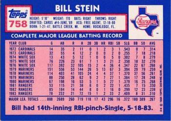 1984 Topps - Collector's Edition (Tiffany) #758 Bill Stein Back