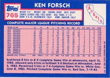1984 Topps - Collector's Edition (Tiffany) #765 Ken Forsch Back