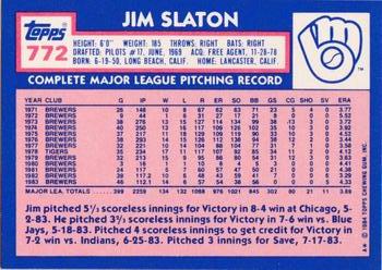 1984 Topps - Collector's Edition (Tiffany) #772 Jim Slaton Back