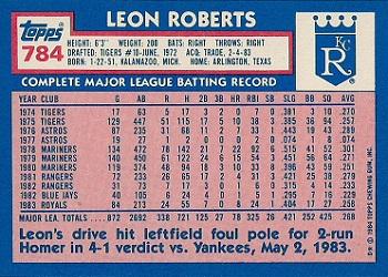 1984 Topps - Collector's Edition (Tiffany) #784 Leon Roberts Back
